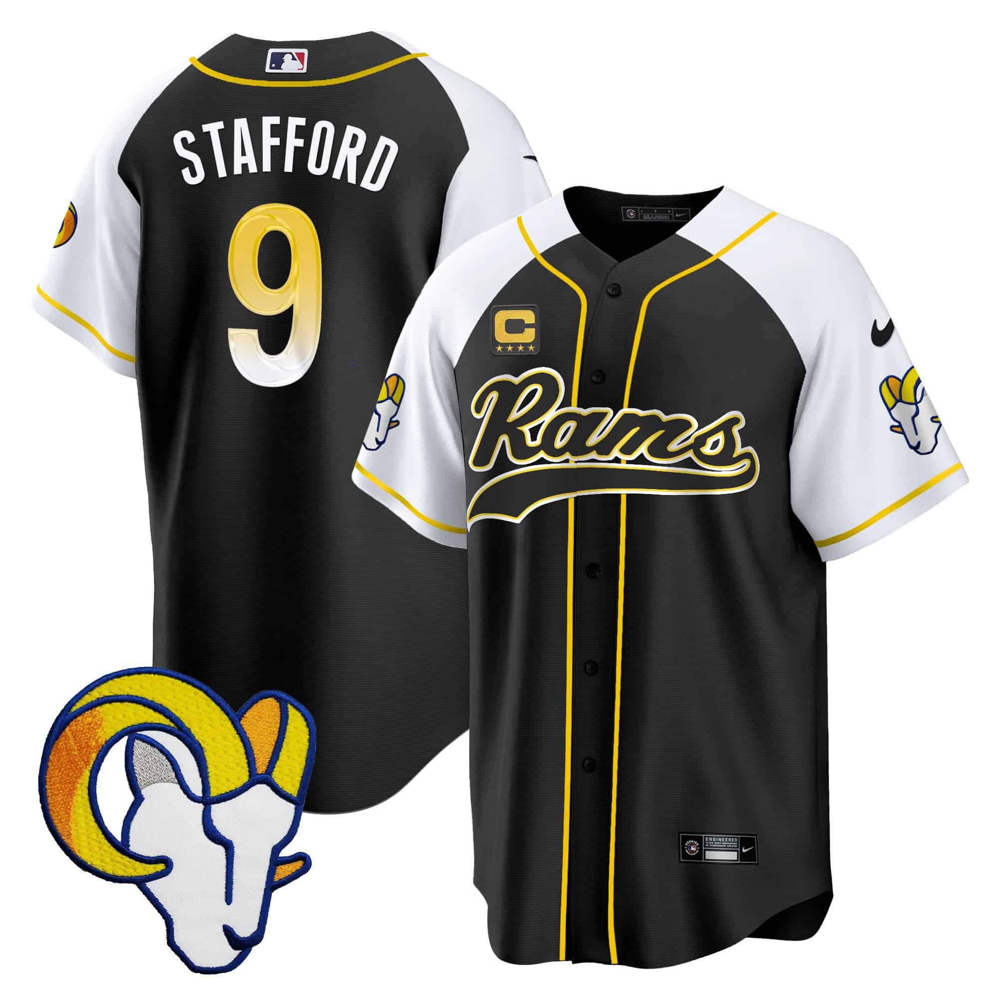 Men Los Angeles Rams #9 Stafford Black 2024 Nike Baseball NFL Jersey